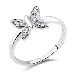 Cute Butterfly Silver Ring NSR-454